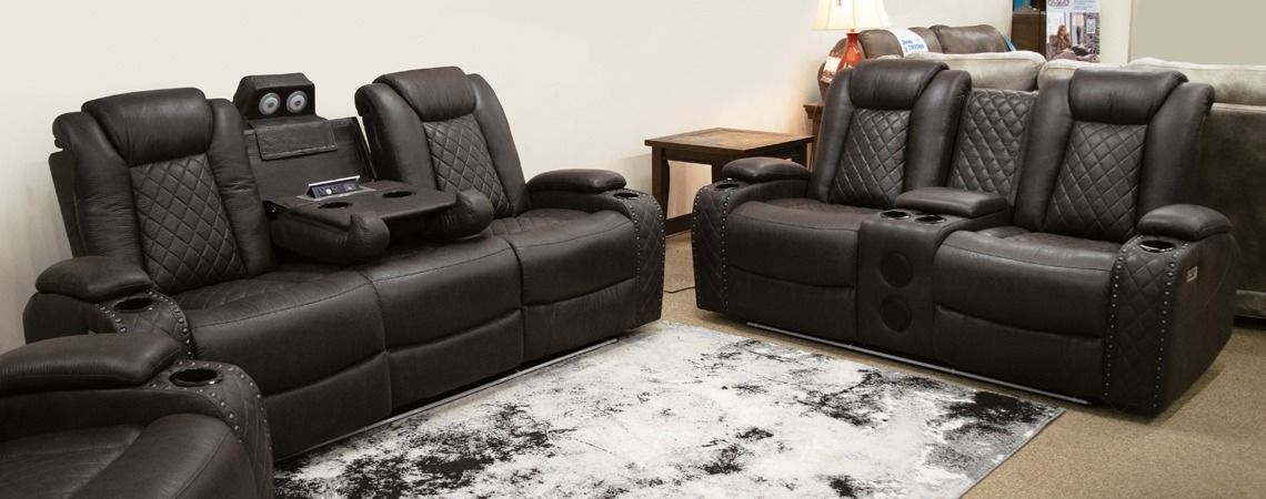 Omega Brown Reclining Loveseat with Console