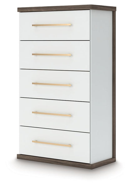 Kendanport - Five Drawer Chest - Brown / White