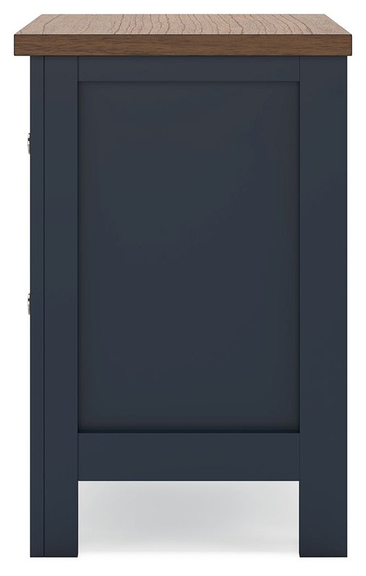 Landocken - Two Drawer Night Stand - Brown / Blue