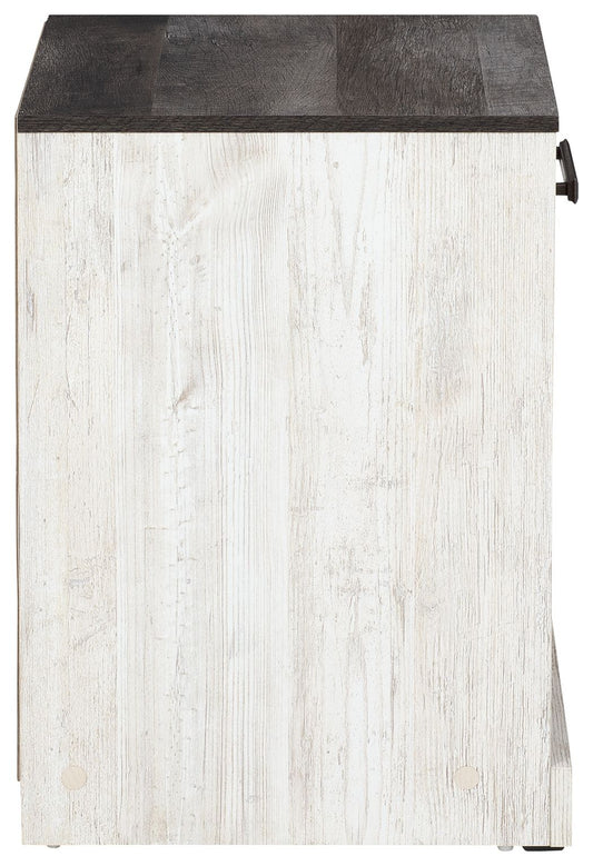 Shawburn - One Drawer Night Stand - Open Cubby - White / Black / Gray