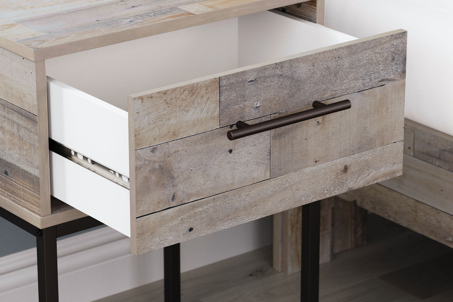 Neilsville - One Drawer Night Stand - Vinyl-Wrapped - Whitewash