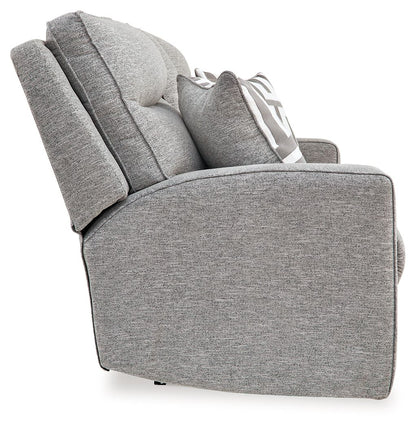 Biscoe - Power Reclining Loveseat With Console /Adj Headrest - Pewter