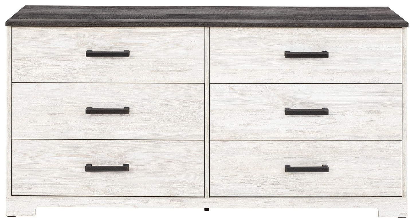 Shawburn - Six Drawer Dresser - Pewter-tone pulls - White / Black / Gray