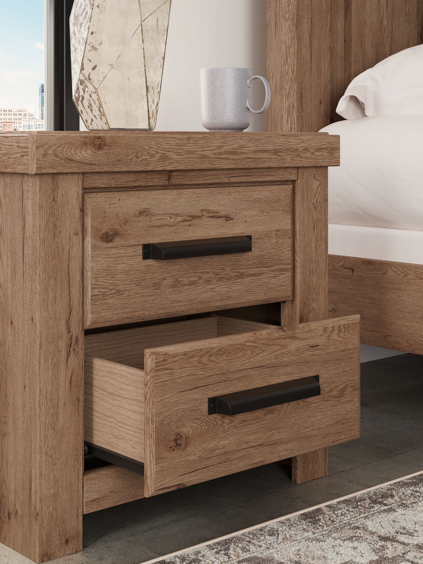 Oliandon - Two Drawer Night Stand - Light Brown