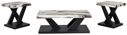 Cendill - Occasional Table Set (Set of 3) - Dark Brown / White / Black
