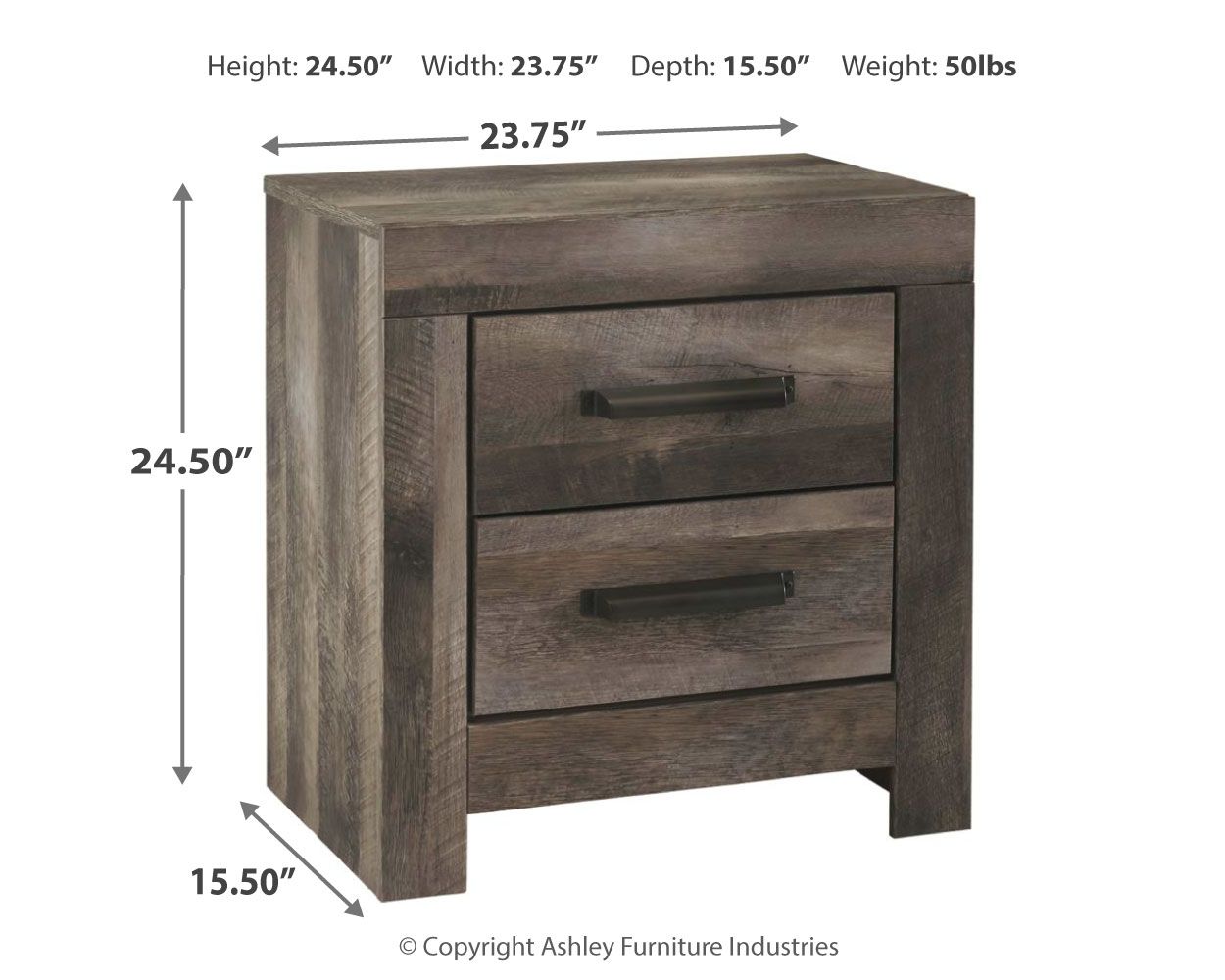 Wynnlow - Two Drawer Night Stand - Gray