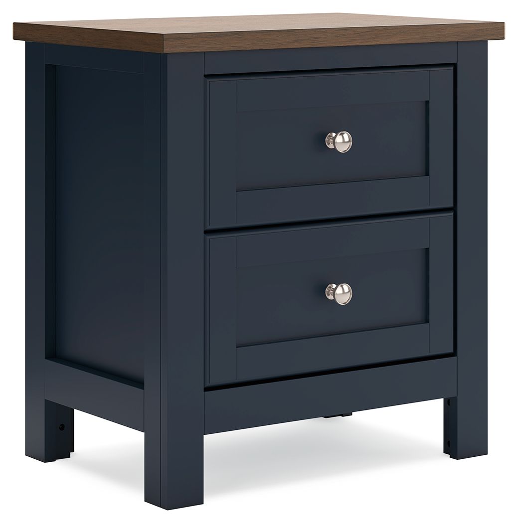 Landocken - Two Drawer Night Stand - Brown / Blue