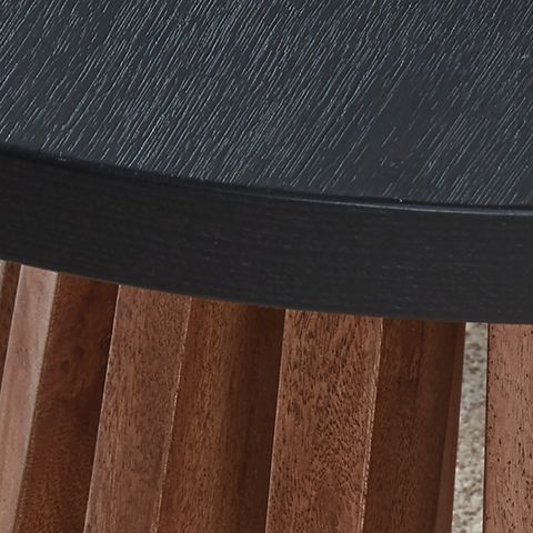 Kallari - Round End Table - Warm Brown / Black