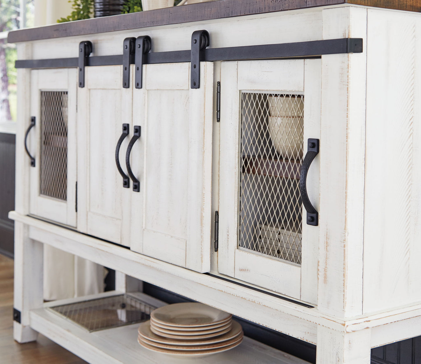 Valebeck - Dining Room Server - White / Brown