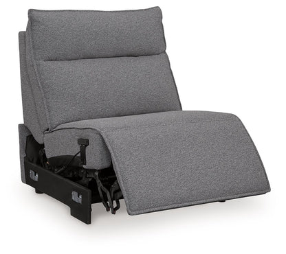 Modmax II - 8-Piece Power Reclining Sectional With LAF Press Back Power Chaise And Console - Salt And Pepper