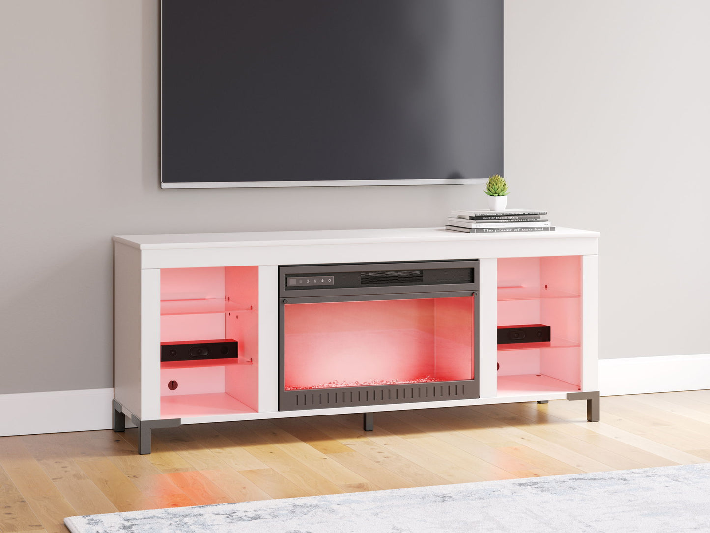 Brollevi - TV Stand With Fireplace - White