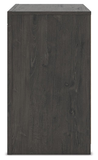 Fraluna - Two Drawer Night Stand - Charcoal