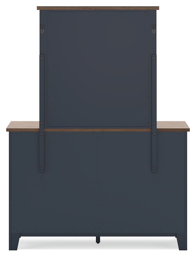 Landocken - Dresser and Mirror - Brown / Blue