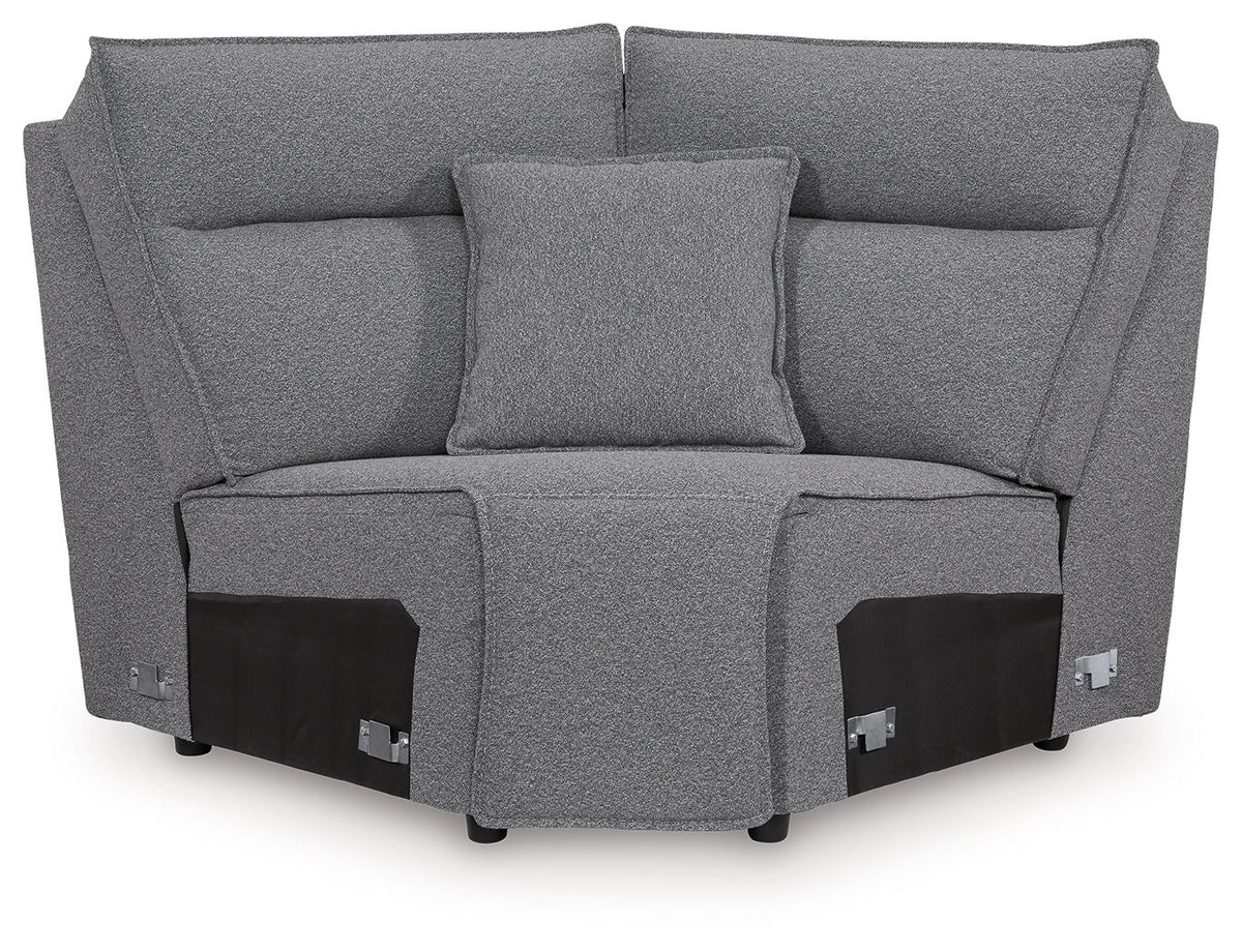 Modmax II - 8-Piece Power Reclining Sectional With LAF Press Back Power Chaise And Console - Salt And Pepper