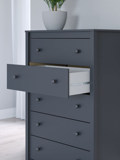 Simmenfort - Five Drawer Chest - Navy Blue