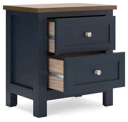 Landocken - Two Drawer Night Stand - Brown / Blue