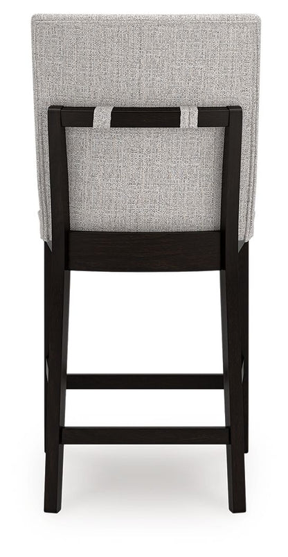 Neymorton - 5 Pc. - Rectangular Dining Room Counter Table, 4 Barstools - Dark Grayish Brown