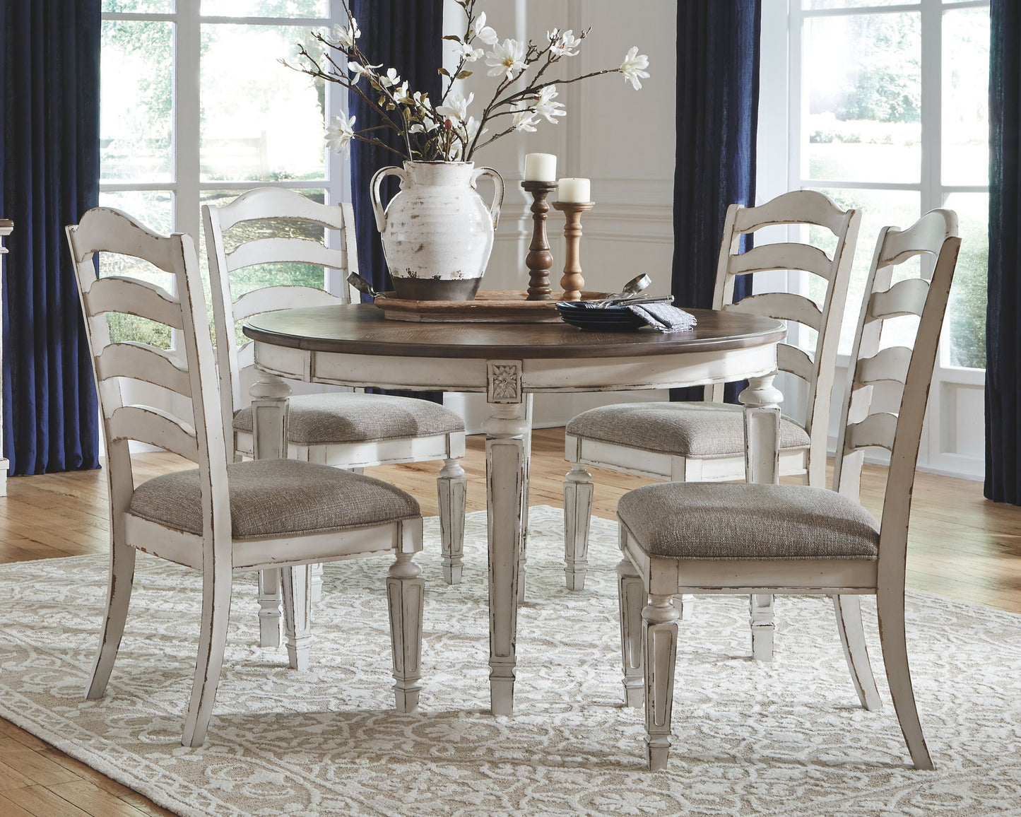 Realyn - Dining UPH Side Chair (Set of 2) - Ladderback - Chipped White