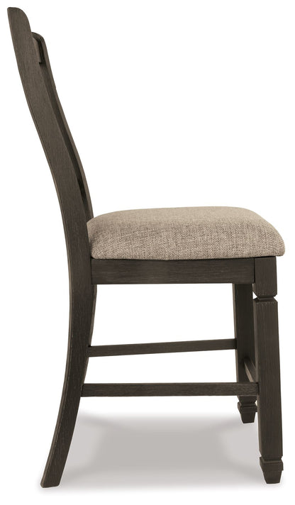 Tyler Creek - Upholstered Barstool (Set of 2) - Black / Grayish Brown