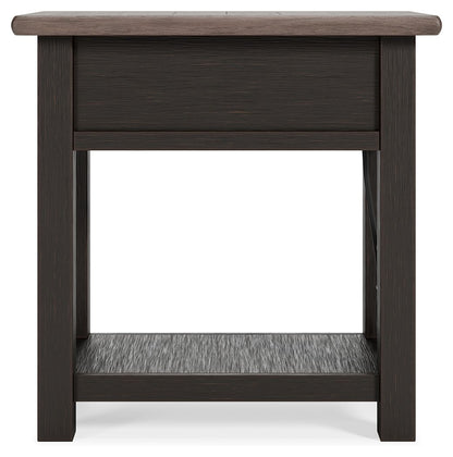 Tyler Creek - Chair Side End Table - Black / Gray