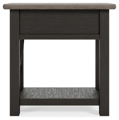 Tyler Creek - Chair Side End Table - Black / Gray