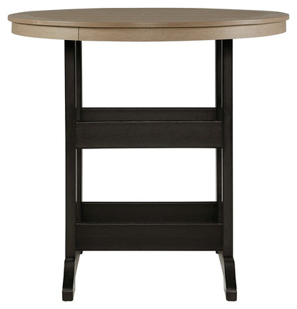 Fairen Trail - Round Bar Table w/Umb OPT - Black / Driftwood