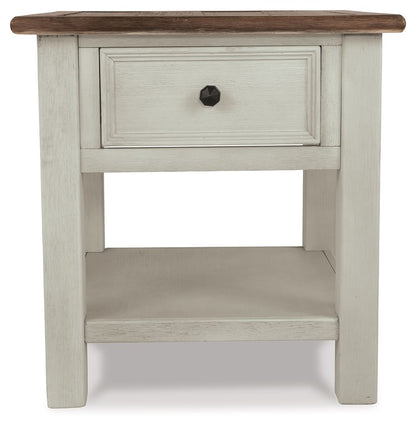 Bolanburg - Rectangular End Table - White / Brown / Beige