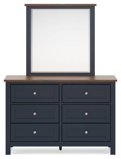 Landocken - Dresser and Mirror - Brown / Blue