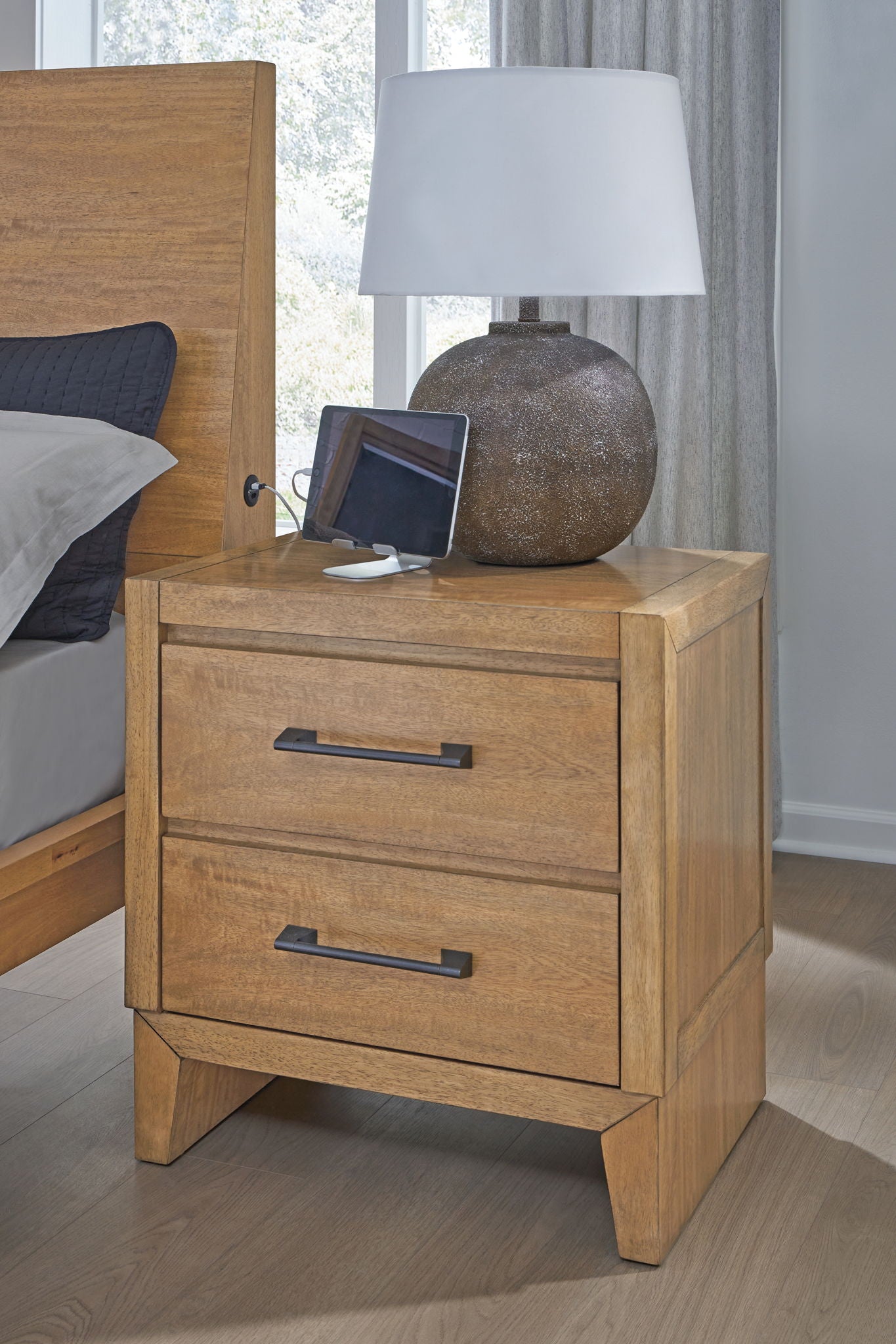 Sherbana - Two Drawer Night Stand - Light Brown