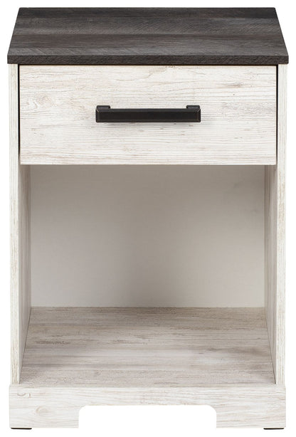 Shawburn - One Drawer Night Stand - Open Cubby - White / Black / Gray