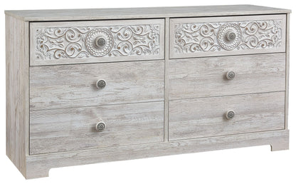Paxberry - Six Drawer Dresser - Vinyl-Wrapped - Whitewash