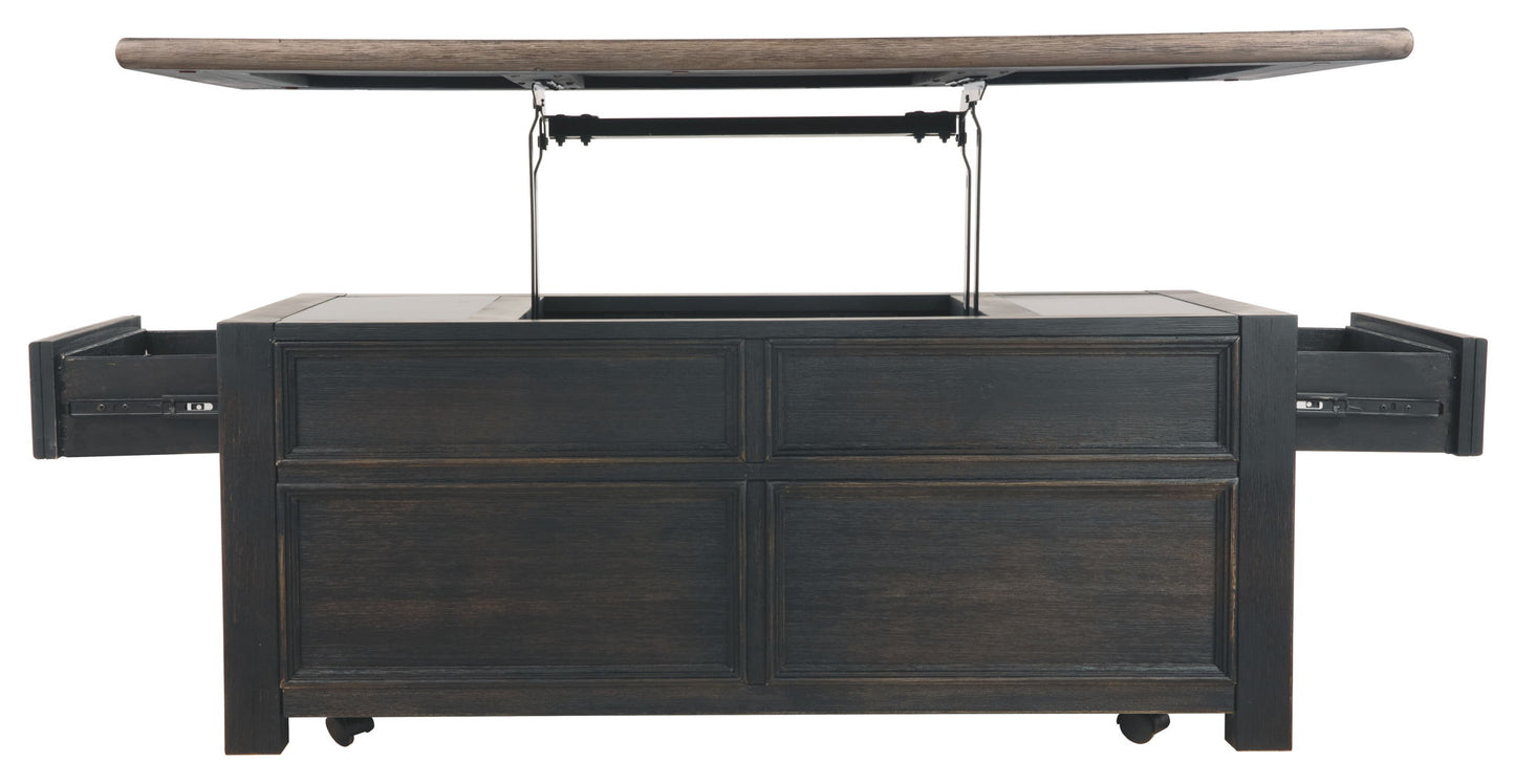 Tyler Creek - Lift Top Cocktail Table - Grayish Brown / Black