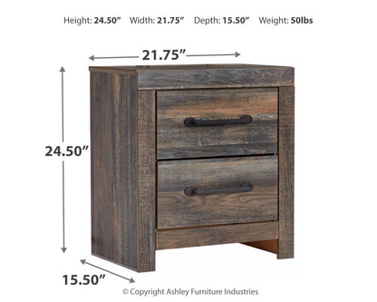 Drystan - Two Drawer Night Stand - Brown / Beige