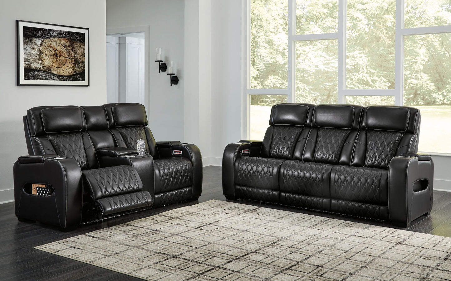 Boyington - 2 Pc. - Power Reclining Sofa And Loveseat - Black